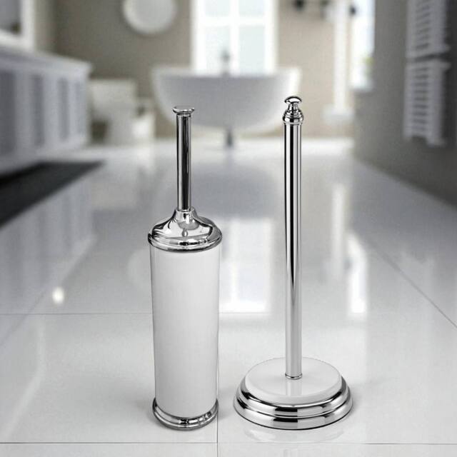 Showerdrape Opera 2 Piece Bathroom Accessory Set Spare Roll Holder & Toilet Brush in White - image 1