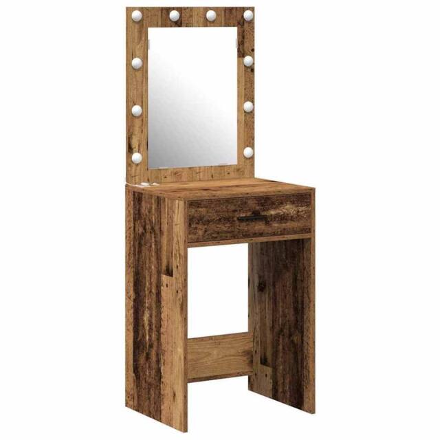 Berkfield Home Dressing Table with LED Lights Old Wood 50x41x135 cm in Brown - Size: 50 x 41 x 135 cm - image 1