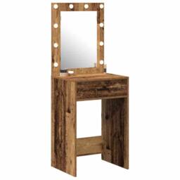 Berkfield Home Dressing Table with LED Lights Old Wood 50x41x135 cm in Brown - Size: 50 x 41 x 135 cm - thumbnail 3