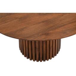 Indian Hub Slatted 4 to 6 Seater Round Dining Table - Mango Wood L120xW120xH76cm in Brown - thumbnail 3