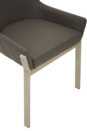 Orsina Grey Dining Chair with Flared Back, Curved Back Accent Arm Chair for Dining, Silver Finished Angular Legs - thumbnail 6