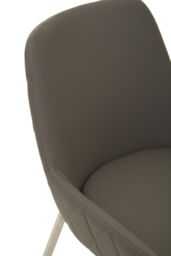 Orsina Grey Dining Chair with Flared Back, Curved Back Accent Arm Chair for Dining, Silver Finished Angular Legs - thumbnail 5