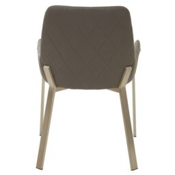 Orsina Grey Dining Chair with Flared Back, Curved Back Accent Arm Chair for Dining, Silver Finished Angular Legs - thumbnail 4