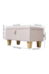 Living and Home Linen Upholstered Storage Ottoman in Beige - thumbnail 5