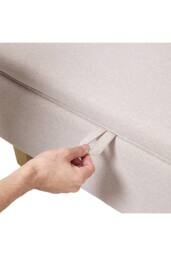 Living and Home Linen Upholstered Storage Ottoman in Beige - thumbnail 7