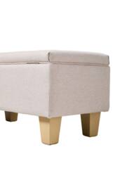 Living and Home Linen Upholstered Storage Ottoman in Beige - thumbnail 8