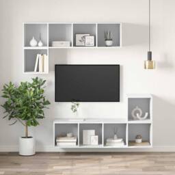 Berkfield Home Wall-mounted TV Cabinet White 37x37x142.5 cm Engineered Wood - thumbnail 5