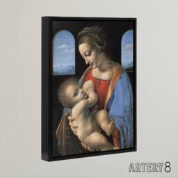 "Artery8 Madonna Litta Virgin Mary da Vinci Black Framed Canvas Wall Art in Blue - Size: W12"" x H16""" - thumbnail 2