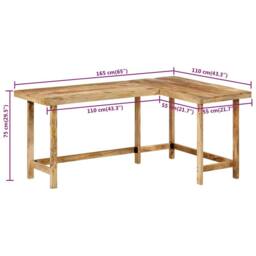 Berkfield Home Beautiful Desk 165x110x75 cm Solid Wood Mango in Brown - Size: 165 x 110 x 75 cm - thumbnail 9