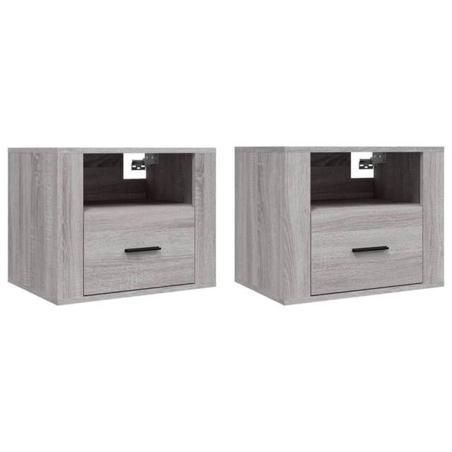 Berkfield Home Wall-mounted Bedside Cabinets 2 pcs Grey Sonoma 50x36x40 cm - Size: 50 x 36 x 40 cm - image 1