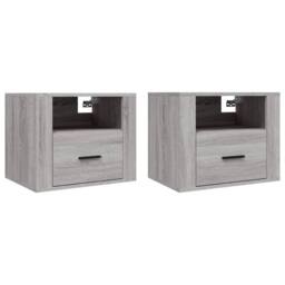 Berkfield Home Wall-mounted Bedside Cabinets 2 pcs Grey Sonoma 50x36x40 cm - Size: 50 x 36 x 40 cm - thumbnail 1