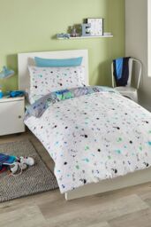 Bedlam 'Game Glow' Kids Gamer Themed Duvet Cover Set Glows In The Dark in Grey - Size: Double - thumbnail 4