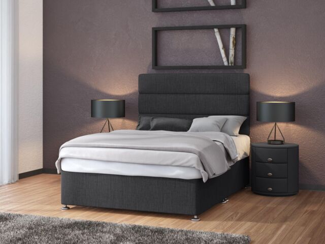 Bedmaster Linen Divan Base in Charcoal - Size: Single - image 1