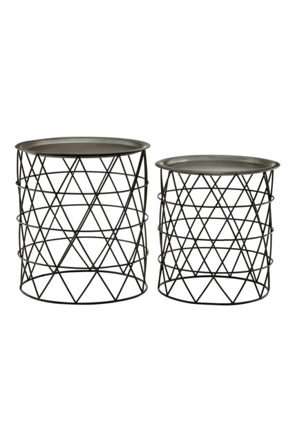 Orsina Elegant Set Of Two Templar Zinc & Black Side Table, Geometric Design Small Side Table For Livingroom - image 1