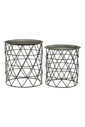 Orsina Elegant Set Of Two Templar Zinc & Black Side Table, Geometric Design Small Side Table For Livingroom - thumbnail 1