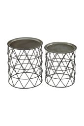 Orsina Elegant Set Of Two Templar Zinc & Black Side Table, Geometric Design Small Side Table For Livingroom - thumbnail 2