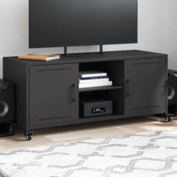 Berkfield Home TV Cabinet Black 100.5x39x43.5 cm Steel - thumbnail 2