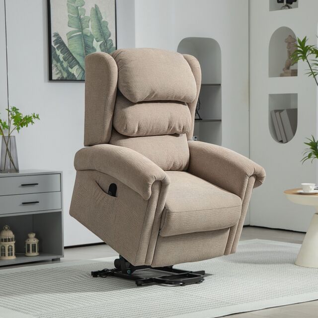 HOMCOM Power Lift Recliner Chair for Elderly with Remote Control in Khaki - image 1