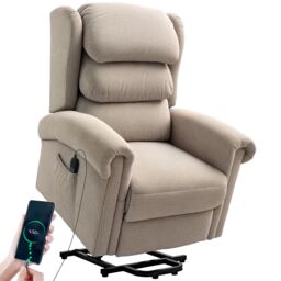 HOMCOM Power Lift Recliner Chair for Elderly with Remote Control in Khaki - thumbnail 2