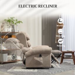 HOMCOM Power Lift Recliner Chair for Elderly with Remote Control in Khaki - thumbnail 5