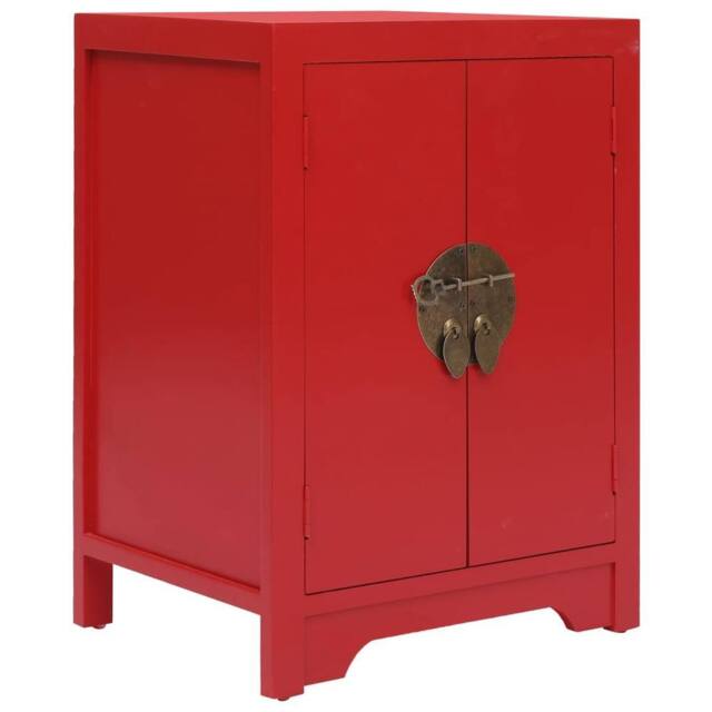 Berkfield Home Bedside Cabinet Red 38x28x52 cm Paulownia Wood - Size: 38 x 28 x 52 cm - image 1