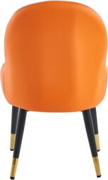 Hygrad Built to Survive 2 Piece Set Accent Armchair, Fire Resistant Pu Leather Dining Chairs Padded Seat With Mental Black Legs & Gold Horns in White - thumbnail 6