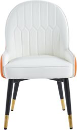 Hygrad Built to Survive 2 Piece Set Accent Armchair, Fire Resistant Pu Leather Dining Chairs Padded Seat With Mental Black Legs & Gold Horns in White - thumbnail 2