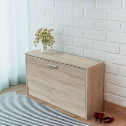Berkfield Home Shoe Storage Bench Oak 80x24x45 cm in Brown - Size: 80 x 24 x 45 cm