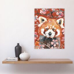 "Artery8 Red Panda Cherry Blossom Tree Branch Watercolour Wall Art Print - Size: W24"" x H32""" - thumbnail 4
