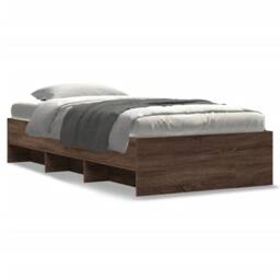Berkfield Home Bed Frame without Mattress Brown Oak 90x190 cm Single Engineered Wood - thumbnail 1