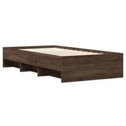 Berkfield Home Bed Frame without Mattress Brown Oak 90x190 cm Single Engineered Wood - thumbnail 4