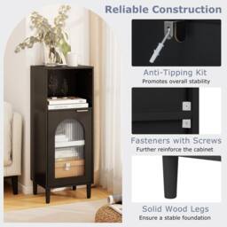 KORVIXA Freestanding Cabinet Wood Side Storage Organizer in Black - Size: W900mm x H650mm - thumbnail 5