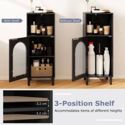 KORVIXA Freestanding Cabinet Wood Side Storage Organizer in Black - Size: W900mm x H650mm - thumbnail 4