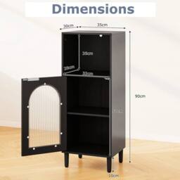 KORVIXA Freestanding Cabinet Wood Side Storage Organizer in Black - Size: W900mm x H650mm - thumbnail 2