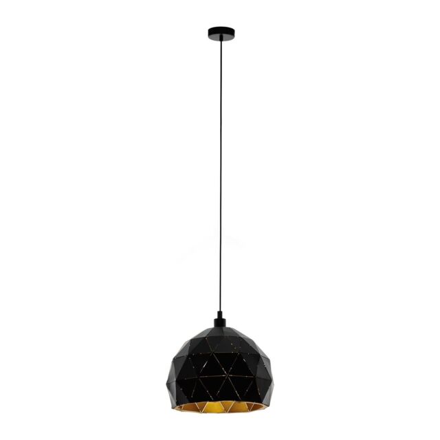 Loops Pendant Ceiling Light Colour Black Faceted Gold Inner Shade Bulb E27 1x60W - image 1