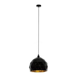 Loops Pendant Ceiling Light Colour Black Faceted Gold Inner Shade Bulb E27 1x60W - thumbnail 1
