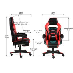 GTForce Turbo Reclining Sports Racing Office Desk Faux Leather Gaming Chair in Red - thumbnail 7