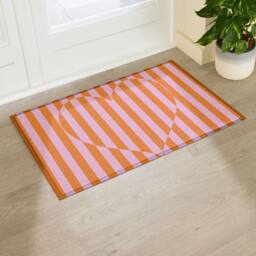 Artsy Mats Elizabeth Olwen Heart Stripe Indoor/Outdoor Doormat (90x60cm) in Pink - Size: 60 x 90 cm