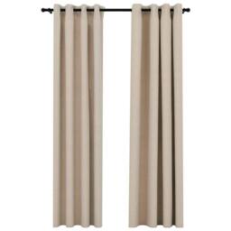 Berkfield Home Linen-Look Blackout Curtains with Grommets 2pcs Beige 140x245cm - Size: 140x245 cm - thumbnail 3