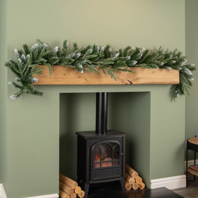 Samuel Alexander 1.8m Premier Christmas Artificial Fairmont Fir Snow Tipped Plain Green Garland - image 1