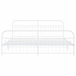 Berkfield Home Metal Bed Frame without Mattress with Footboard White 193x203cm - Size: 193x203 cm - thumbnail 4
