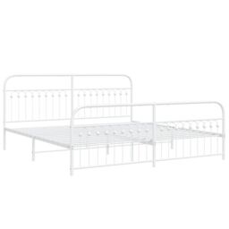 Berkfield Home Metal Bed Frame without Mattress with Footboard White 193x203cm - Size: 193x203 cm - thumbnail 3