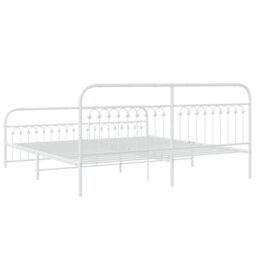 Berkfield Home Metal Bed Frame without Mattress with Footboard White 193x203cm - Size: 193x203 cm - thumbnail 6