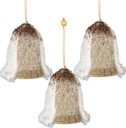 3Pcs Gold Santa Bell 12cm - Christmas Tree Hanging Decorations Ornaments Fairy Tale Theme