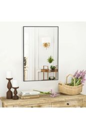 Living and Home 40x60cm Nordic Rectangle Wall Mirror-Horizontal/Vertical Mounting for Bathroom, Hall & Bedroom in Black - Size: 40x60 cm - thumbnail 3
