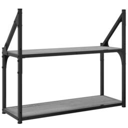 Berkfield Home 2-Tier Wall Shelf Grey Sonoma 60x21x51 cm Engineered Wood - Size: 60 x 21 x 51 cm - thumbnail 6
