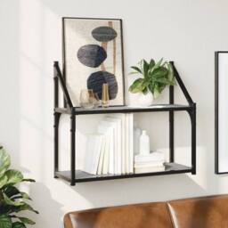 Berkfield Home 2-Tier Wall Shelf Grey Sonoma 60x21x51 cm Engineered Wood - Size: 60 x 21 x 51 cm - thumbnail 1
