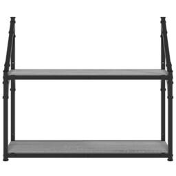 Berkfield Home 2-Tier Wall Shelf Grey Sonoma 60x21x51 cm Engineered Wood - Size: 60 x 21 x 51 cm - thumbnail 4