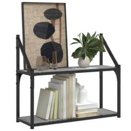 Berkfield Home 2-Tier Wall Shelf Grey Sonoma 60x21x51 cm Engineered Wood - Size: 60 x 21 x 51 cm - thumbnail 3
