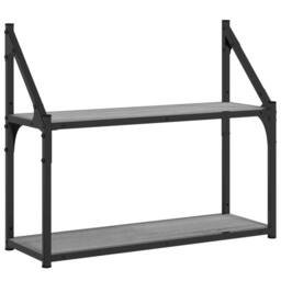 Berkfield Home 2-Tier Wall Shelf Grey Sonoma 60x21x51 cm Engineered Wood - Size: 60 x 21 x 51 cm - thumbnail 2